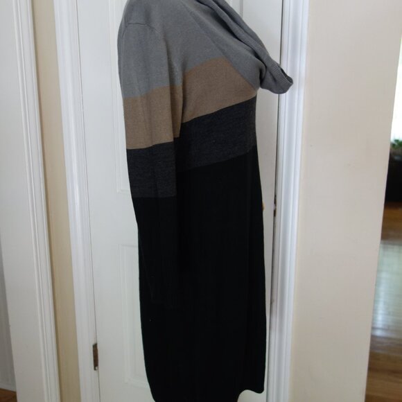 NWT CONNECTED APPAREL Black Gray Tan Cowl Neck Sweater Dress – XL - Picture 2 of 5